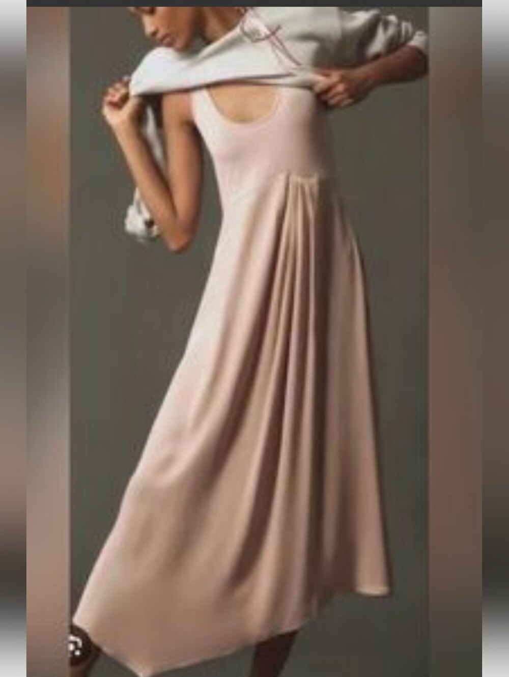 #286. Anthropologie Sleeveless Scoop Maxi Dress in Pale Blush